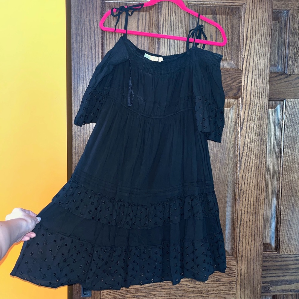 Black open shoulder dress